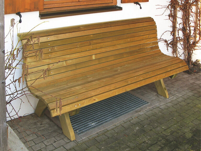 Massive Hausbank aus Holz für Eingangsbereich, Terrasse oder Garten